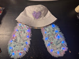 Alice in wonderland light up bunny ear bucket hat/ rave hat/ festival hat/ rave bucket hat
