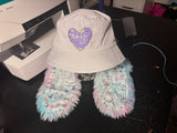 Alice in wonderland light up bunny ear bucket hat/ rave hat/ festival hat/ rave bucket hat