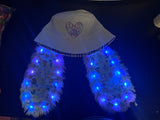 Alice in wonderland light up bunny ear bucket hat/ rave hat/ festival hat/ rave bucket hat