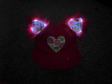 Strawberry Light up kitten ear bucket hat/ rave hat/ festival hat/ rave bucket hat