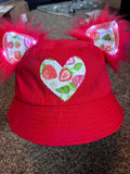 Strawberry Light up kitten ear bucket hat/ rave hat/ festival hat/ rave bucket hat