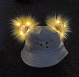 Bee Light up kitten ear bucket hat/ rave hat/ festival hat/ rave bucket hat