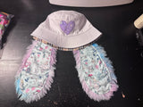 Alice in wonderland light up bunny ear bucket hat/ rave hat/ festival hat/ rave bucket hat