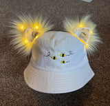 Bee Light up kitten ear bucket hat/ rave hat/ festival hat/ rave bucket hat