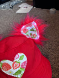 Strawberry Light up kitten ear bucket hat/ rave hat/ festival hat/ rave bucket hat