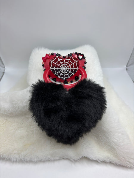 Fuzzy heart hanging charm