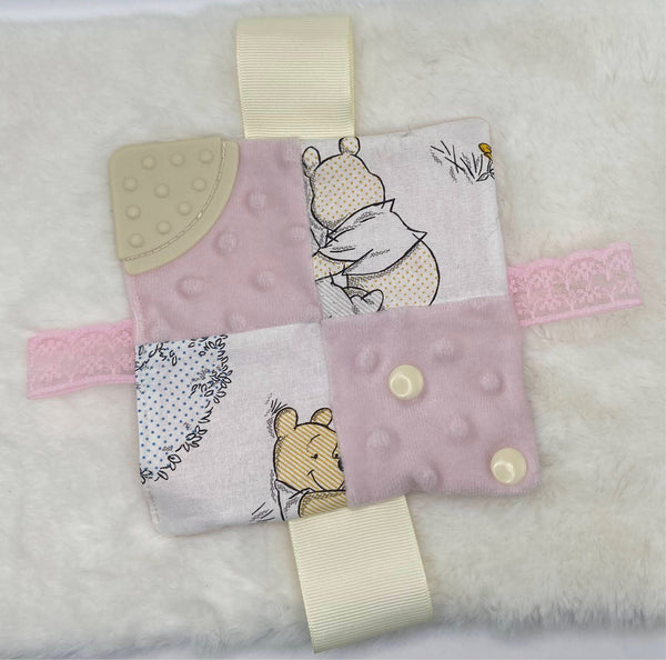 Pink Winnie the Pooh sensory blanket
