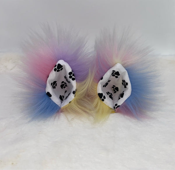 Paw print rainbow clip on ears