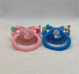 Pink and blue dinosaur matching set